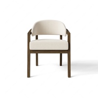 Chaise de salle à manger avec accoudoirs en bois, revêtement en tissu bouclé, dossier incurvé, chaise d'appoint moderne pour la salle à manger à la maison