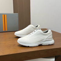 Chaussures de marche décontractées pour hommes en cuir perforé de style designer de haute qualité, à enfiler avec lacets élastiques, semelle épaisse et souple