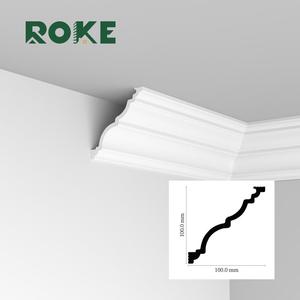 لوح تزيين داخلي من البوليسترين ROKE بطول 10 سم، سهل التركيب، مقاوم للماء، أبيض اللون، قاعدة بلاستيكية، إطار زخرفي - Product Image 1