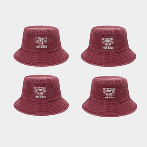 Nouvel Arrivage – Chapeau Bob Rétro en Coton Délavé avec Broderie Humoristique « 50 Ans », Unisexe, pour l'Extérieur et Décontracté, Protection Solaire - Product Image 2