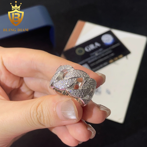Trong Kho 925 Sterling Silver Bạc Moissanite Nhẫn Gra Chứng Nhận Iced Ra Moissanite Hip Hop Phong Cách Trang Sức Nhẫn Vượt Qua Kim Cương Thử Nghiệm - Product Image 2