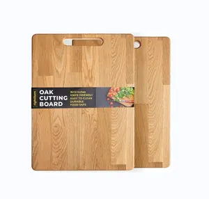 JUNJI planche à découper rectangulaire en bois de chêne pour tout type de viande Fruits et légumes planche à découper parfaite en bois naturel