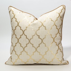 Azulejo marroquí Jacquard Golden Pillow Covers Decoración para el hogar Cojines de lujo Gold Quatrefoil Pattern Fundas de cojines - Product Image 3