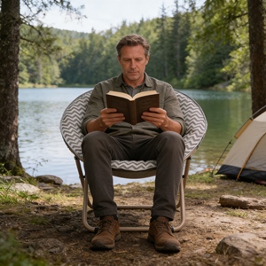 Silla de Camping de Lino <span class=keywords><strong>Más</strong></span> Vendida, Forma de Luna, Respaldo Alto Ergonómico para Estar Sentado Durante Mucho Tiempo en Festivales al Aire Libre - Product Image 2