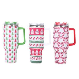6 couleurs 40oz <span class=keywords><strong>arbre</strong></span> de Noël et <span class=keywords><strong>canne</strong></span> à sucre strass tasses Bling strass réutilisable isolé voyage gobelets avec poignée - Product Image 2
