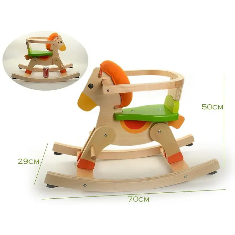 ベビーホース無垢材子供カルーセルおもちゃギフト木製ロッキングチェア子供乗馬木製ロッキングホースおもちゃ
