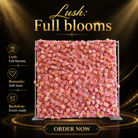 Bouquet de roses artificielles carrées roses BBGS, décoration murale florale en soie moderne faite à la main et durable pour mariage, événement, photomaton