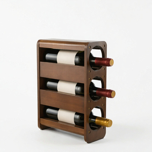 Porte-vin en bois moderne, support de comptoir pour 3 bouteilles, organisateur de rangement pour la maison, le bar, la cuisine - Product Image 2