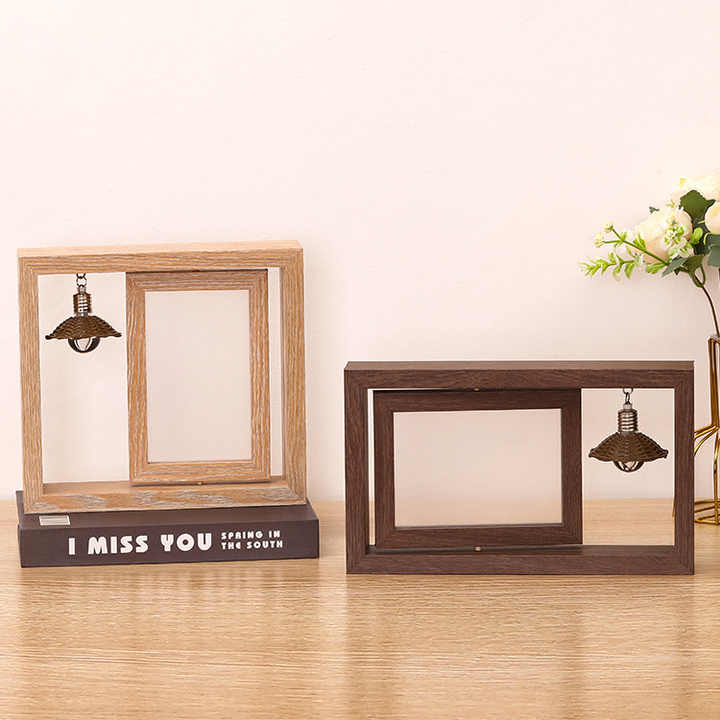 Wood Photo Frame With Light Pendant Wedding Home Decoration Custom Size