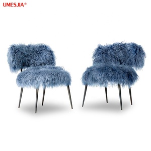 Fauteuil de salon moderne de conception italienne NEPAL, en <span class=keywords><strong>acier</strong></span> inoxydable, avec pieds en métal, fauteuil de <span class=keywords><strong>d</strong></span>étente avec fourrure de <span class=keywords><strong>laine</strong></span> de plage - Product Image 6