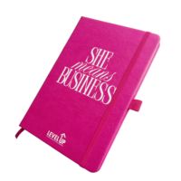 Carnet de notes A5 rose vif en cuir PU de haute qualité avec logo personnalisé, reliure cousue, cadeau d'affaires pour femmes