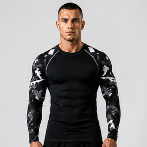 เสื้อรัดกล้ามเนื้อแขนยาว MMA คุณภาพสูงสั่งทำพิเศษ, เสื้อรัดกล้ามเนื้อแขนยาวสำหรับผู้ชายออกแบบเองได้ ออกแบบตามสั่ง MMA B - Product Image 1