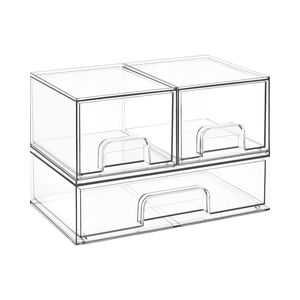 Boîtes <span class=keywords><strong>de</strong></span> <span class=keywords><strong>rangement</strong></span> empilables transparentes en plastique injecté pour <span class=keywords><strong>salle</strong></span> <span class=keywords><strong>de</strong></span> <span class=keywords><strong>bain</strong></span> et <span class=keywords><strong>maquillage</strong></span>, capacité 10 kg, pour rouges à lèvres et bijoux - Product Image 1