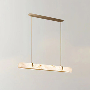 Lampadario di Lusso in Alabastro su Misura, Lampada <span class=keywords><strong>a</strong></span> <span class=keywords><strong>Sospensione</strong></span> <span class=keywords><strong>LED</strong></span> <span class=keywords><strong>per</strong></span> Sala da Pranzo, Villa Artistica, Isola <span class=keywords><strong>Cucina</strong></span>, Lampadario Lineare Interamente in Ottone - Product Image 2