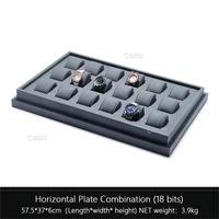 Plateau de présentation de montres en daim bleu en gros, présentoir de montres, présentoirs à bijoux