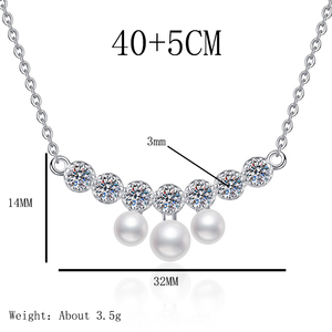 Collana in Argento Puro S925 con Perle Naturali e Moissanite VVS, Gioiello Moderno Personalizzato per Regali Aziendali - Product Image 4