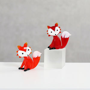 Juego de 2 Figuras Decorativas de Cristal con Forma de Zorro, Color Rojo, Ecológicas, para Decoración del Hogar y Oficina - Product Image 2