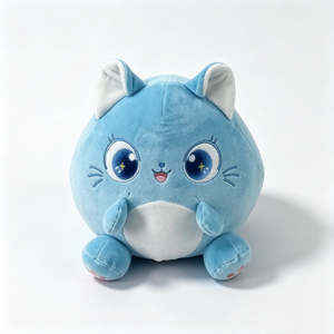 Peluche chat bleu moelleux et personnalisable avec de grands yeux, adorable peluche chat ronde pour enfants et adolescents - Product Image 3