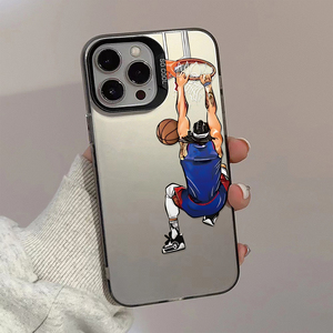 Funda de Teléfono TPU con Ilustración de Baloncesto, Espejo Esmerilado, Antigolpes, Antihuellas, Protección de Lente para 17/16/15/14 - Product Image 3