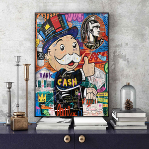Póster de grafiti ilustraciones <span class=keywords><strong>Monopoly</strong></span> lienzo pósteres e impresiones artísticos hombre rico calle pared arte pintura cuadros modernos para decoración del hogar - Product Image 4