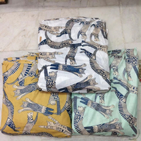 Tissu personnalisable multicolore en coton non tissé à motif animal, lavé, de qualité supérieure, pour robes, costumes, jupes pour garçons et oreillers
