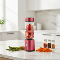 Mixeur personnel portable USB rechargeable 7,4 V avec boîtier rouge vif pour aliments pour bébés et smoothies, idéal pour la glace pilée - Vente en gros