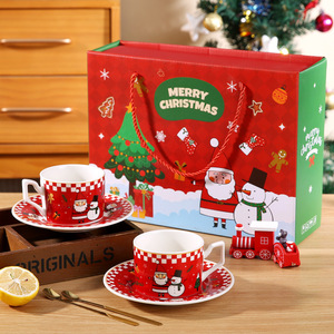 Christmas Gift Ideas <b>Ceramic</b> Coffee <b>Cup</b> Creative Christmas Mug with Saucer and Spoon - Product Image 6