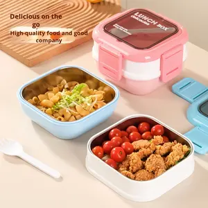 صندوق غداء معزول من الفولاذ المقاوم للصدأ 304 صالح للاستخدام في الميكروويف، حاوية طعام للموظفين مع خاصية الحفاظ على الطعام طازجاً للمكتب - Product Image 3