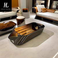 Table basse de luxe en pierre, nouvelle table basse rectangulaire en marbre naturel, design original et artistique, haute esthétique
