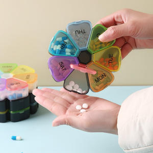 Grensoverschrijdende speciale draagbare mini-bloem met zeven compartimenten, transparant, kleurrijk, groot bloemblaadje, tablet-opslag, subpakket, medicijn - Product Image 2