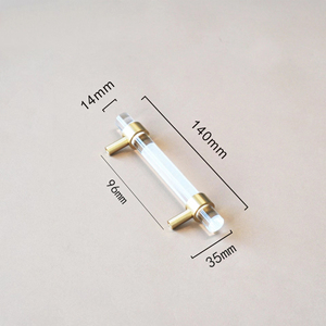 Poignée d'armoire et d'armoire en acrylique Offre Spéciale, poignées de meubles en laiton cristal naturel, boutons de porte - Product Image 4