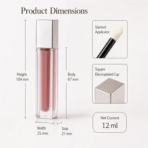 Brillo Labial Voluminizador con Efecto Espejo de Lujo, Tubos Cuadrados con Base Gruesa, Maquillaje Diario, Logotipo Personalizado - Product Image 5