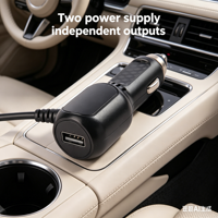 Cargador de Coche con Cable para Encendedor de Cigarrillos - Puertos USB Tipo C Dobles, Fuente de Alimentación de 4.5A, 12-24V, 1 Año de Garantía