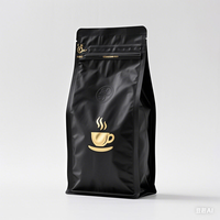 Sachet de café à fond plat avec valve de dégazage unidirectionnelle, personnalisé avec logo imprimé, pour 1 kg de grains de café