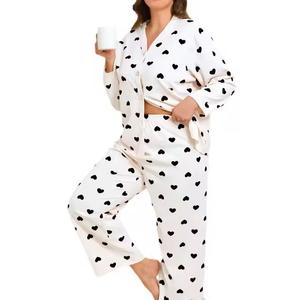 Pijamas de Manga Larga para Mujer, Tallas Grandes, Verano, Suaves, Transpirables, Casuales, Simples, Lisos - Product Image 6