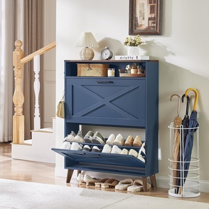 <span class=keywords><strong>Armario</strong></span> de almacenamiento de zapatos estilo rústico con 2 cajones abatibles, estante oculto y almacenamiento abierto - <span class=keywords><strong>Armario</strong></span> de madera independiente para entradas - Product Image 3