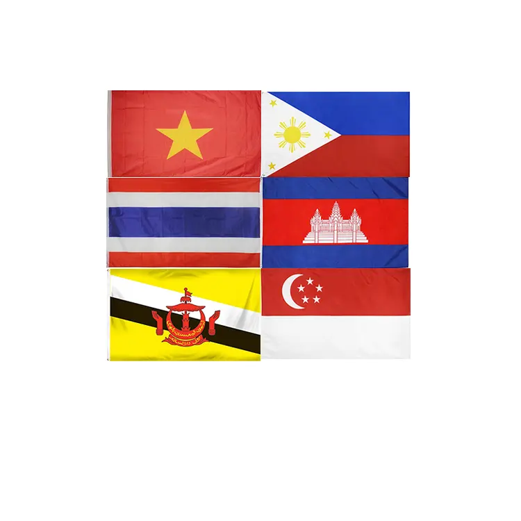 Bendera Negara Bandiera Aseam 3X5 Kaki Poliester Luar Ruangan Vietnam, Filipina, Thailand, Sangrai, Kamboja Singapura Bendera Nasional