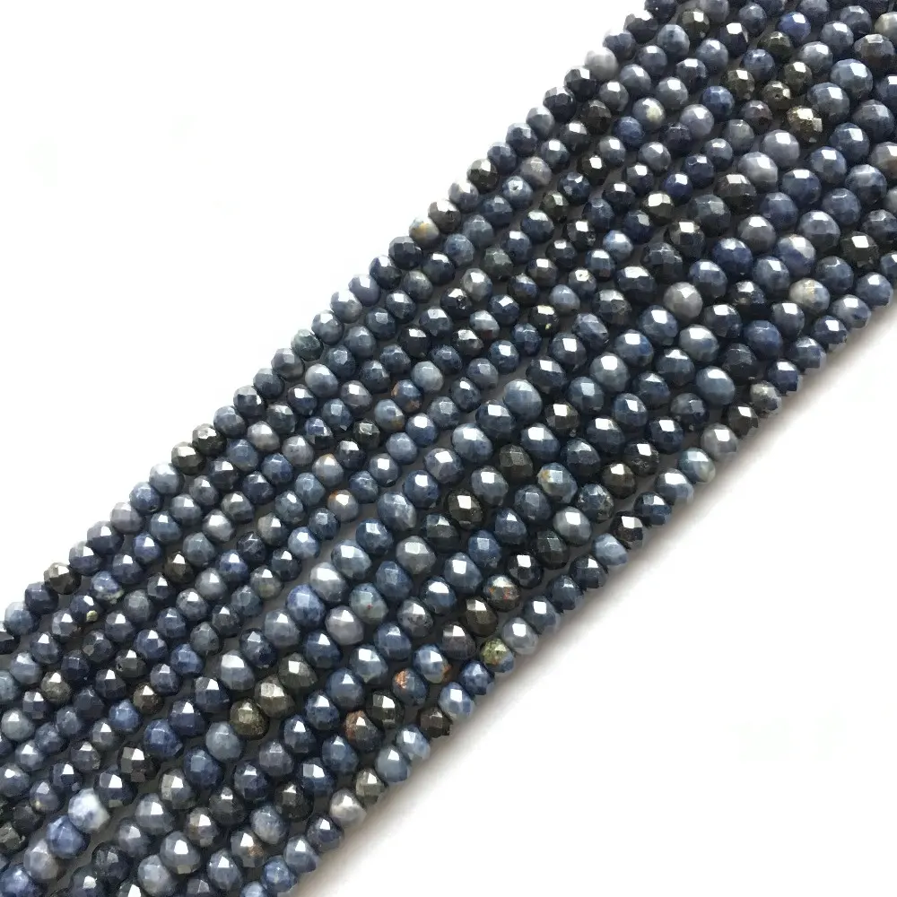 Natural Sapphire Faceted Rondell A Grade Gemstone Bead Semiprecious Stone Jewelry