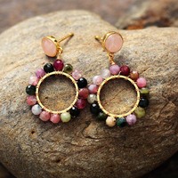 Européen et Américain Populaire Français Rétro Dames Boucles D'oreilles Pierre Naturelle Exagération Quotidienne Accessoire De Mode pour la Fête