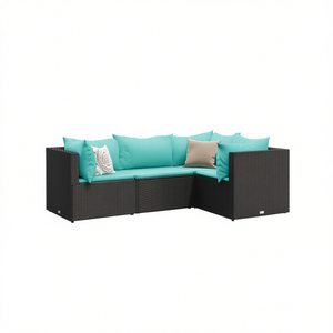 Set Lounge da Esterno in Rattan PE Nero 63x63x57 cm, Arredamento da Giardino Stile Contemporaneo Resistente alle Intemperie - Product Image 1