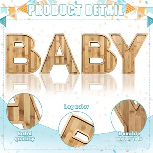 Bamboo <b>Letter</b> Tray Snack Plate For Party Home Dining <b>Wood</b> Color Simple Style Serving Trays - Product Image 4