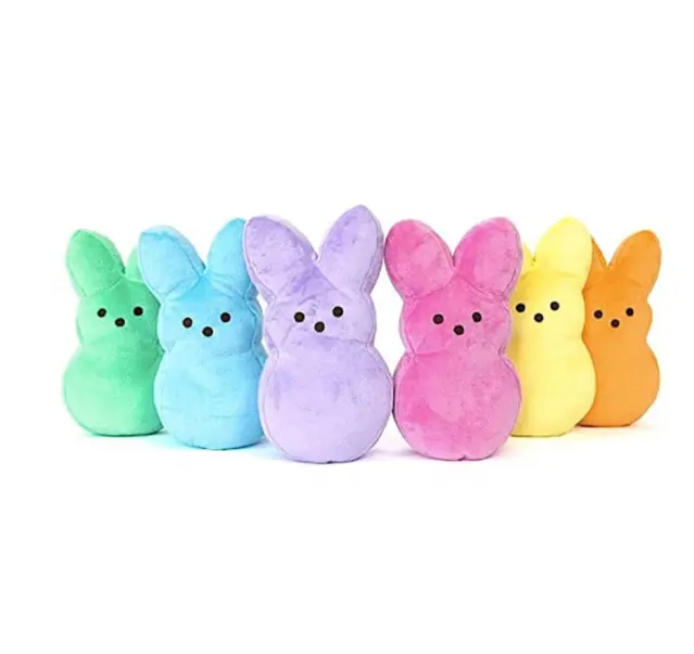Kawaii Easter Bunny Peeps Bunny Plush Toys Cartoon Cute Rabbit Stuffed Animal Soft Doll Pillow Toys for Children Girls Gifts
