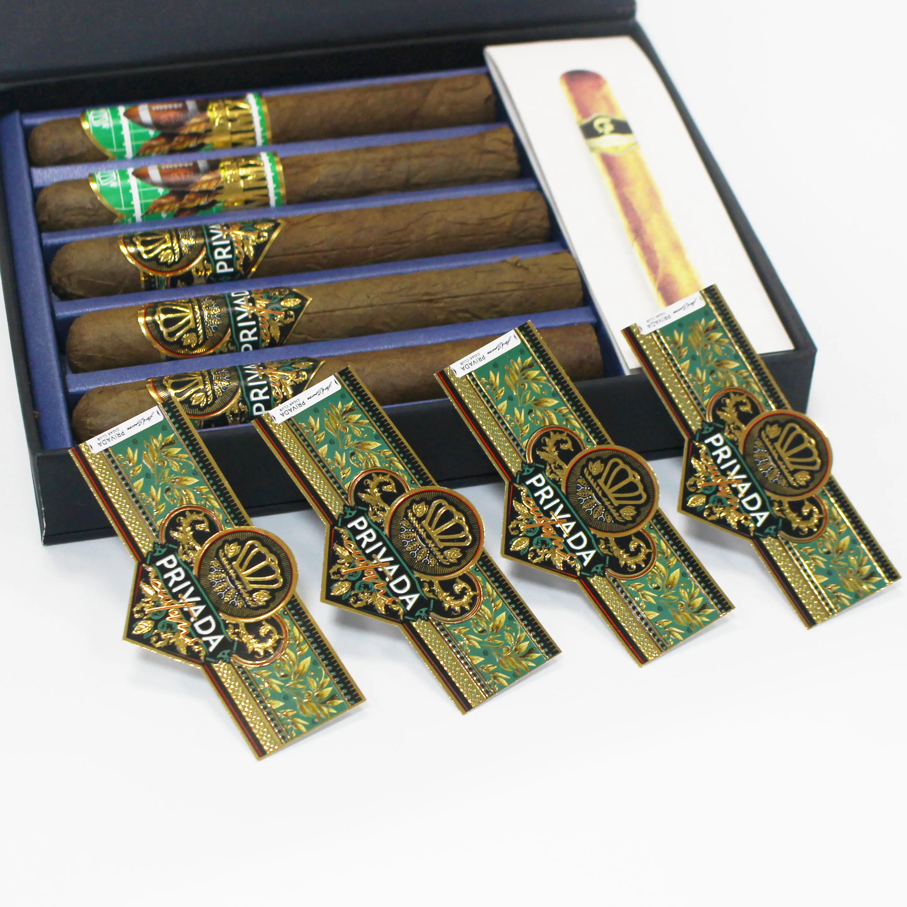 Custom printed multi-color cigar label Cigar belt ring embossed gold private label