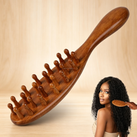 Brosse à locs en bois de santal naturel avec logo personnalisé, poils naturels, masseur de cuir chevelu compact pour hommes et femmes