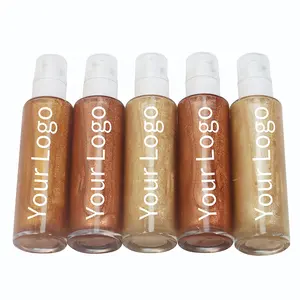 Cosmetics vegan Bronzer shimmer Highlighters Manufactures Makeup liquid Glitter Face body Highlighter oil private label