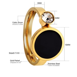 Anillo de Joyería de Moda para Hombre y Mujer, Chapado en Oro con Diamante Negro y Circonita Cúbica - Product Image 2