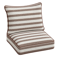 Coussin de siège de balcon en tissu robuste, tissé, rayé marron crème, résistant aux UV, anti-décoloration, séchage rapide, avec dossier en mousse et housse lavable