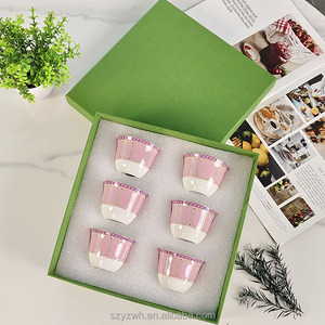 Stile europeo luce <span class=keywords><strong>di</strong></span> lusso colorato <span class=keywords><strong>sei</strong></span> piccole tazze da tè, souvenir banchetto domestico, scatola regalo tazza da tè - Product Image 6