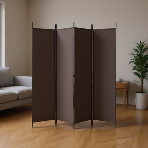 Divisor de Habitaciones Moderno de 4 Paneles de Tela Marrón, 78.7x86.6 Pulgadas, Plegable, Diseño Minimalista, Estructura de Metal - Product Image 2
