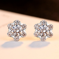 Anting-anting tusuk CZCITY 925 Perak Cantik untuk Wanita, Batu CZ Bentuk Bunga, Lapisan Rhodium, untuk Pertunangan, Pernikahan, Pesta, Kualitas Tinggi